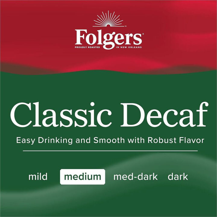 Image of Folgers® 30406 Classic Decaf Coffee, Medium, 19.2 oz Per Canister, Ground, Classic, Decaffeinated, 1 Each