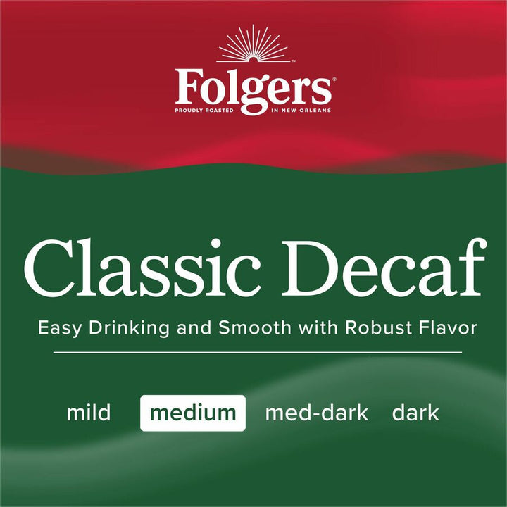 Image of Folgers® 30406 Classic Decaf Coffee, Medium, 19.2 oz Per Canister, Ground, Classic, Decaffeinated, 1 Each
