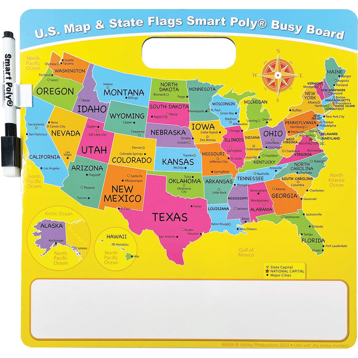 Image of Ashley Productions, Inc. Dry-erase Board,US Map/State Flags,10-3/4"x10-3/4",MI
