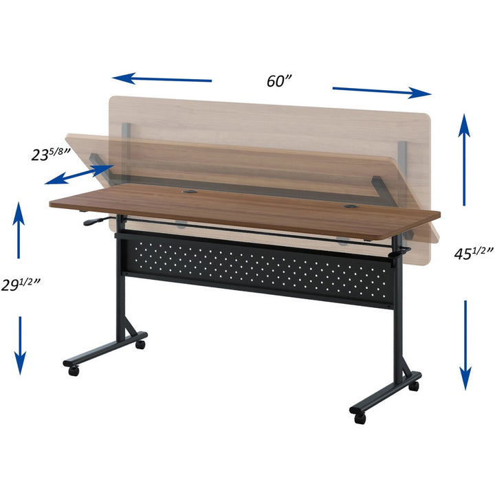Image of Lorell Table,Flip/Nesting,w/Modesty Panel,60"x24"x29-1/2",Walnut