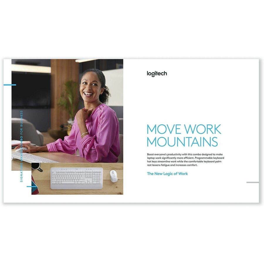 Image of Logitech® Signature MK650 Wireless Keyboard and Mouse Combo for Business, 2.4 GHz Frequency/32 ft Wireless Range, Off White