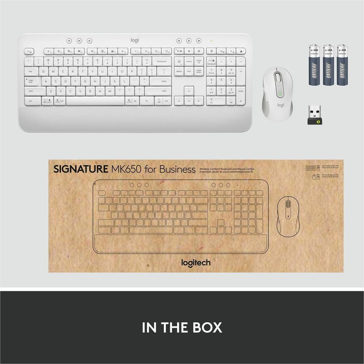Image of Logitech® Signature MK650 Wireless Keyboard and Mouse Combo for Business, 2.4 GHz Frequency/32 ft Wireless Range, Off White