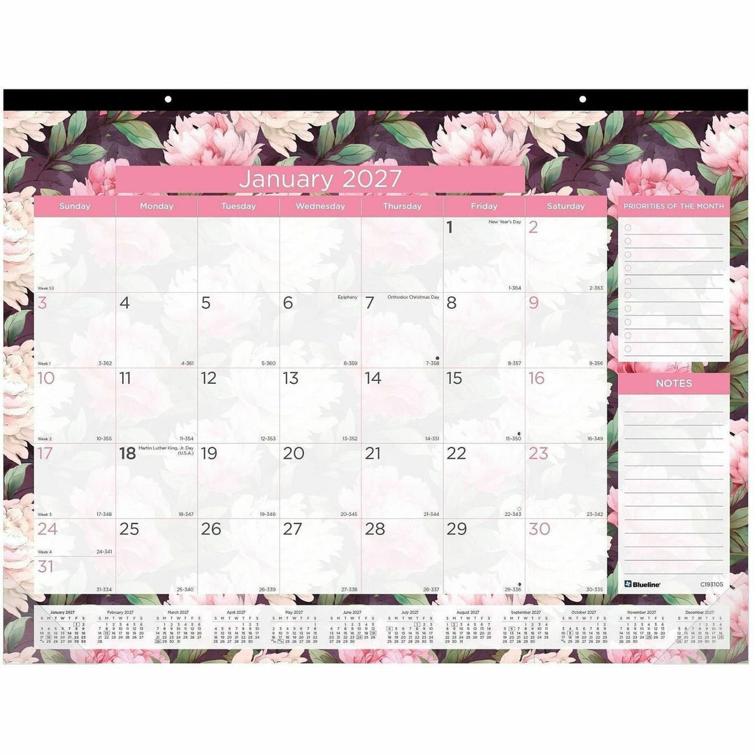 Image of Brownline C193105 Monthly Floral Desk Pad