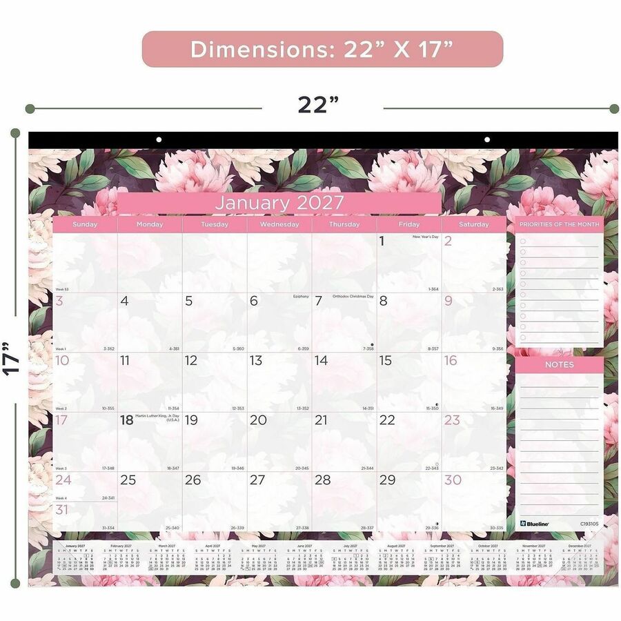Image of Brownline C193105 Monthly Floral Desk Pad