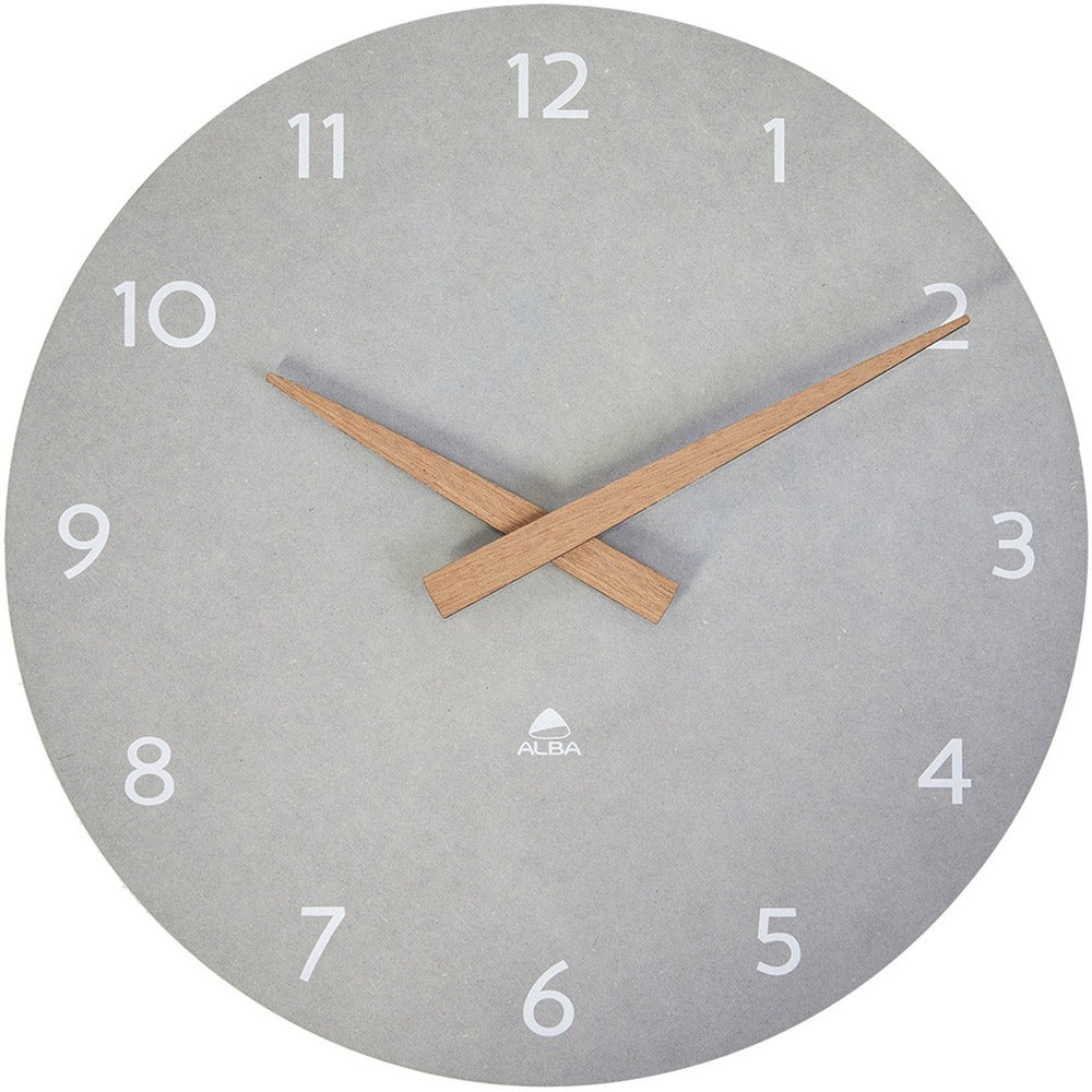 Image of Alba Clock, f/Wall, Walnut Wood, 11.8" Dia, Gray
