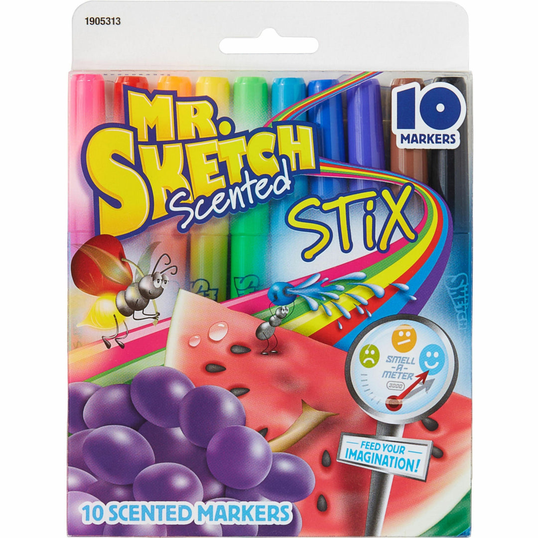 Image of Mr. Sketch 1905313 Scented Stix Markers, Multi Ink, Water Based, 10 / Pack