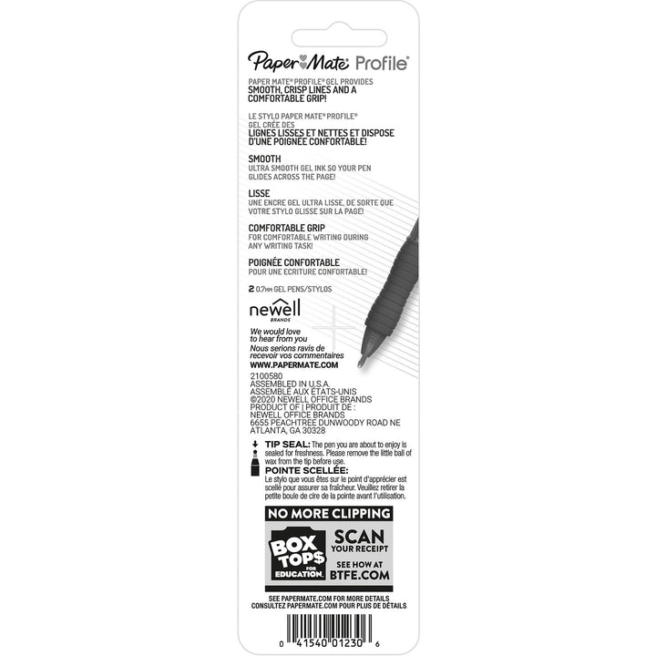Image of Paper Mate® Pens,Gel,Profile,Retractable,0.7mm,2/PK,Black