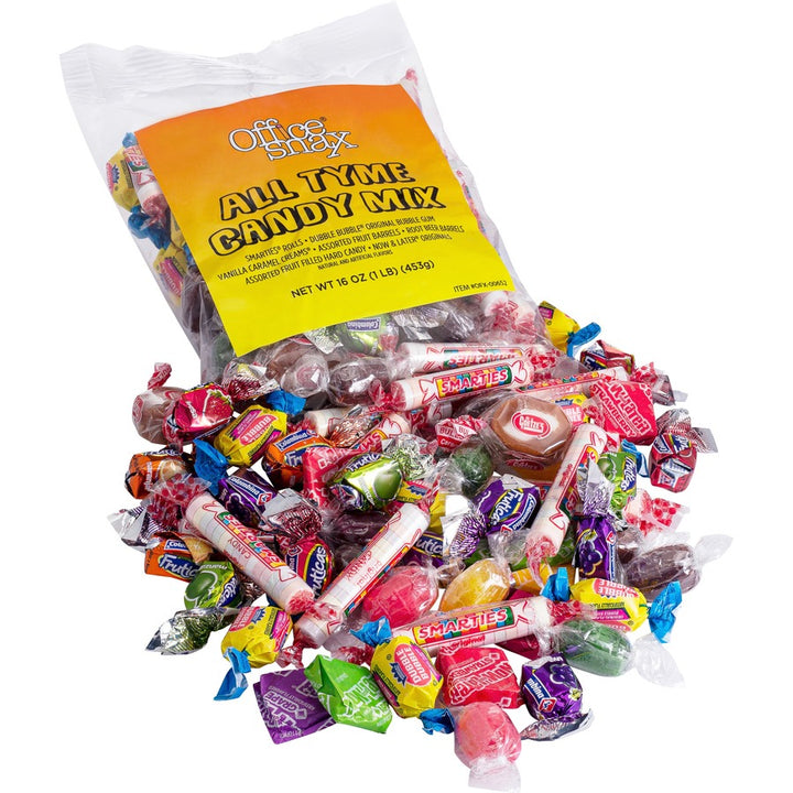Image of Office Snax 00652 All Tyme Mix Assorted Candies, Assorted, Individually Wrapped, 16 oz, 1 Bag