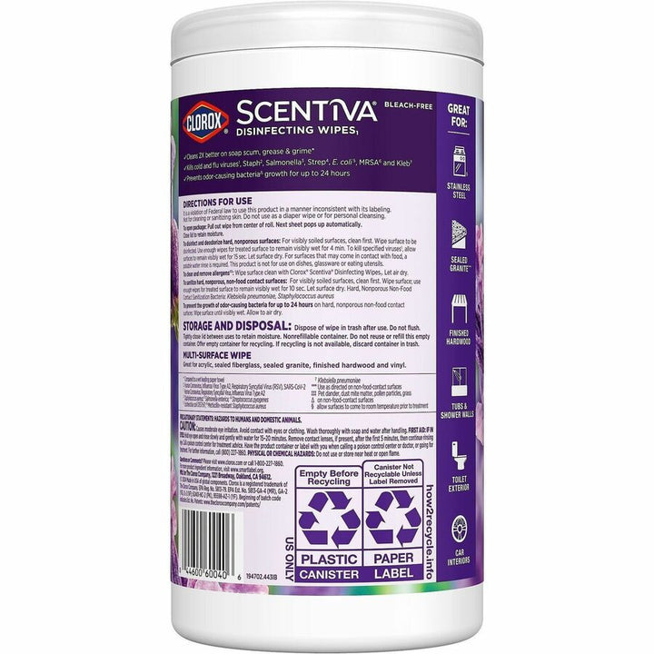 Image of Clorox 60040 Scentiva Bleach-Free Cleaning Wipes