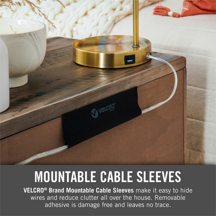 Image of VELCRO® Brand Cable Sleeve, Mountable, 8"x4.75", 2/PK, BK