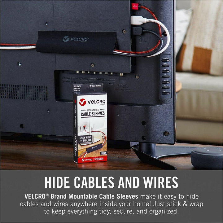 Image of VELCRO® Brand Cable Sleeve, Mountable, 12"x5.75", 2/PK, BK
