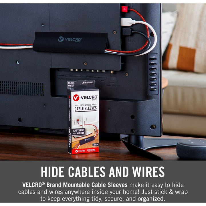 Image of VELCRO® Brand Cable Sleeve, Mountable, 12"x5.75", 2/PK, BK