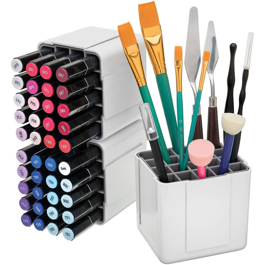 Image of deflecto® Marker Organizer,Interlocking,InnerGrid,4.4"x3.4"x4.3",White