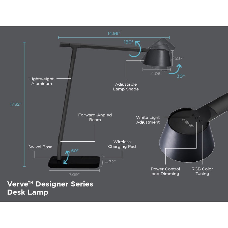 Image of Bostitch® Desk Lamp, Wireless Charging, Modes, LED, Adjustable, BK
