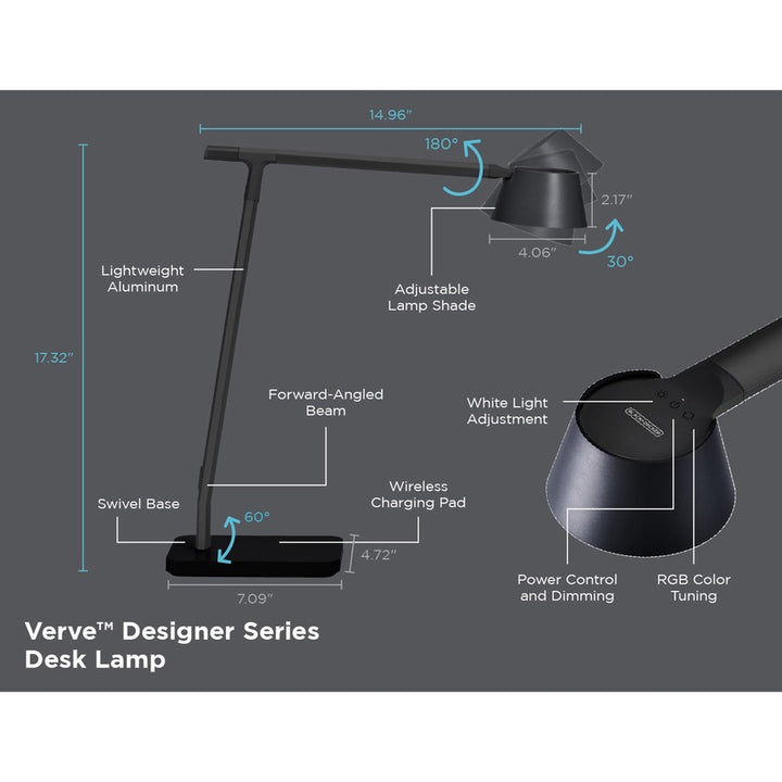 Image of Bostitch® Desk Lamp, Wireless Charging, Modes, LED, Adjustable, BK