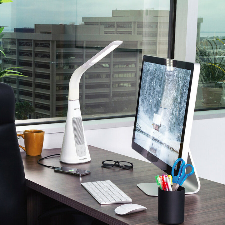 Image of OttLite® Wellness Series SanitizingPro LED Desk Lamp and UV Air Purifier, 15" to 25" High, White