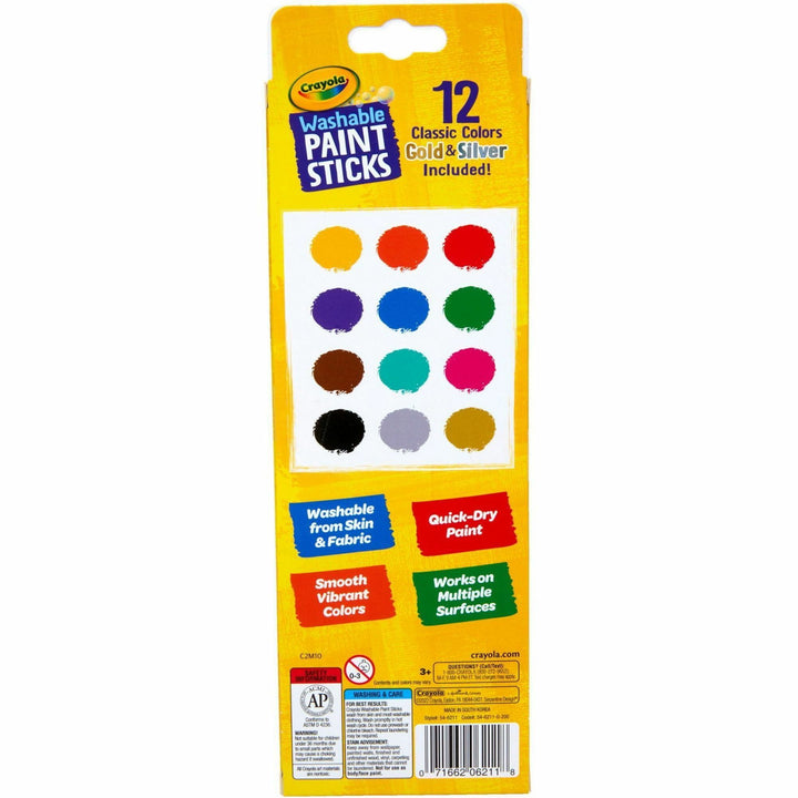 Image of Crayola® Paint Sticks, Quick Dry, Washable, 12/PK, AST