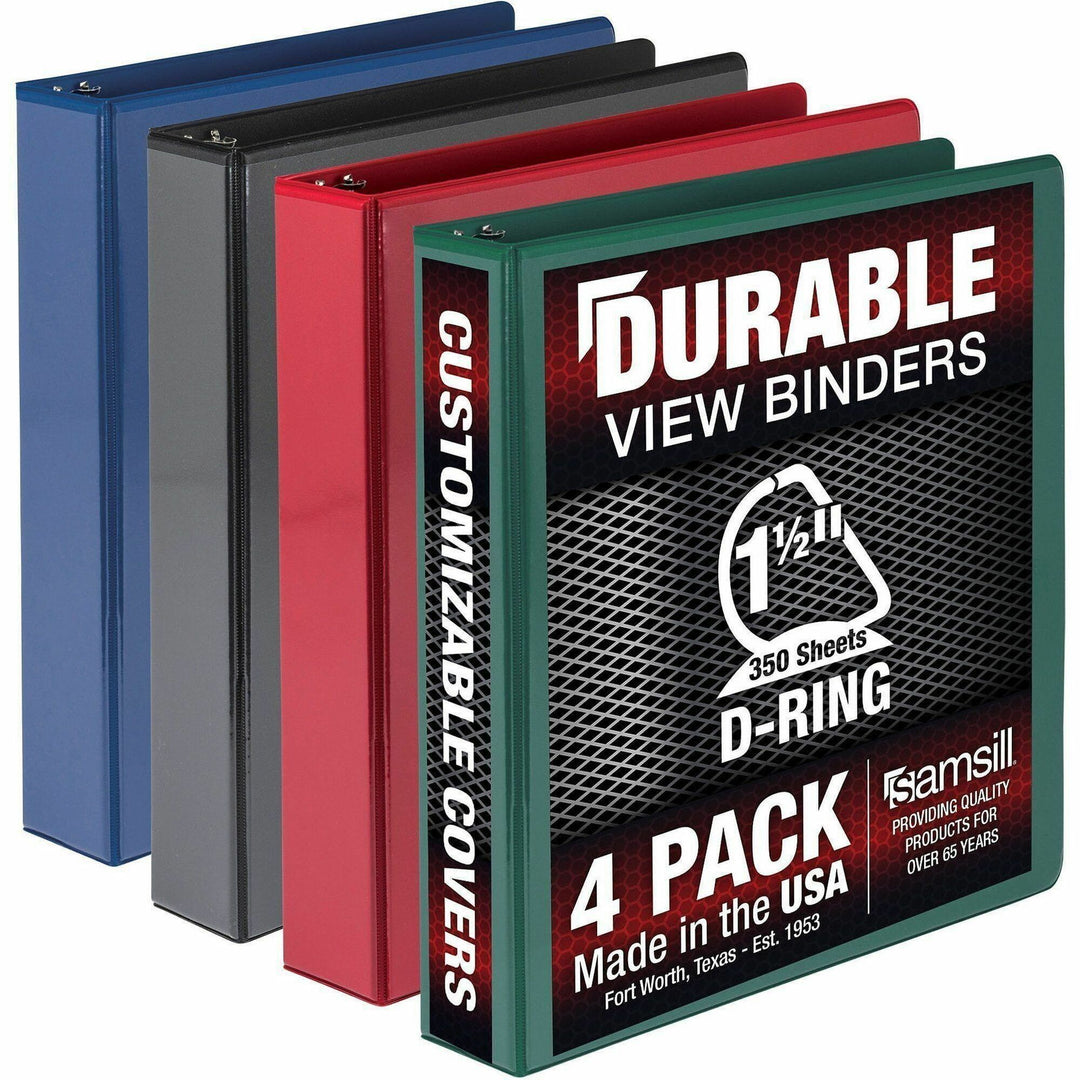 Image of Samsill® Binder,View,D-Ring,Poly,No Rivets,1-1/2" Cap,Letter,4/PK,AST