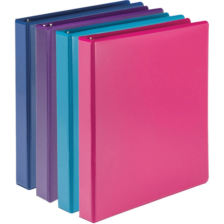 Image of Samsill® Durable D-Ring View Binders, 3 Rings, 1" Capacity, 11 x 8.5, Blueberry/Blue Coconut/Dragonfruit/Purple, 4/Pack