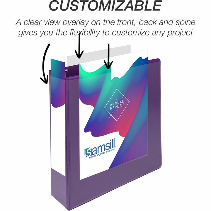 Image of Samsill® Durable D-Ring View Binders, 3 Rings, 2" Capacity, 11 x 8.5, Blueberry/Blue Coconut/Dragonfruit/Purple, 4/Pack