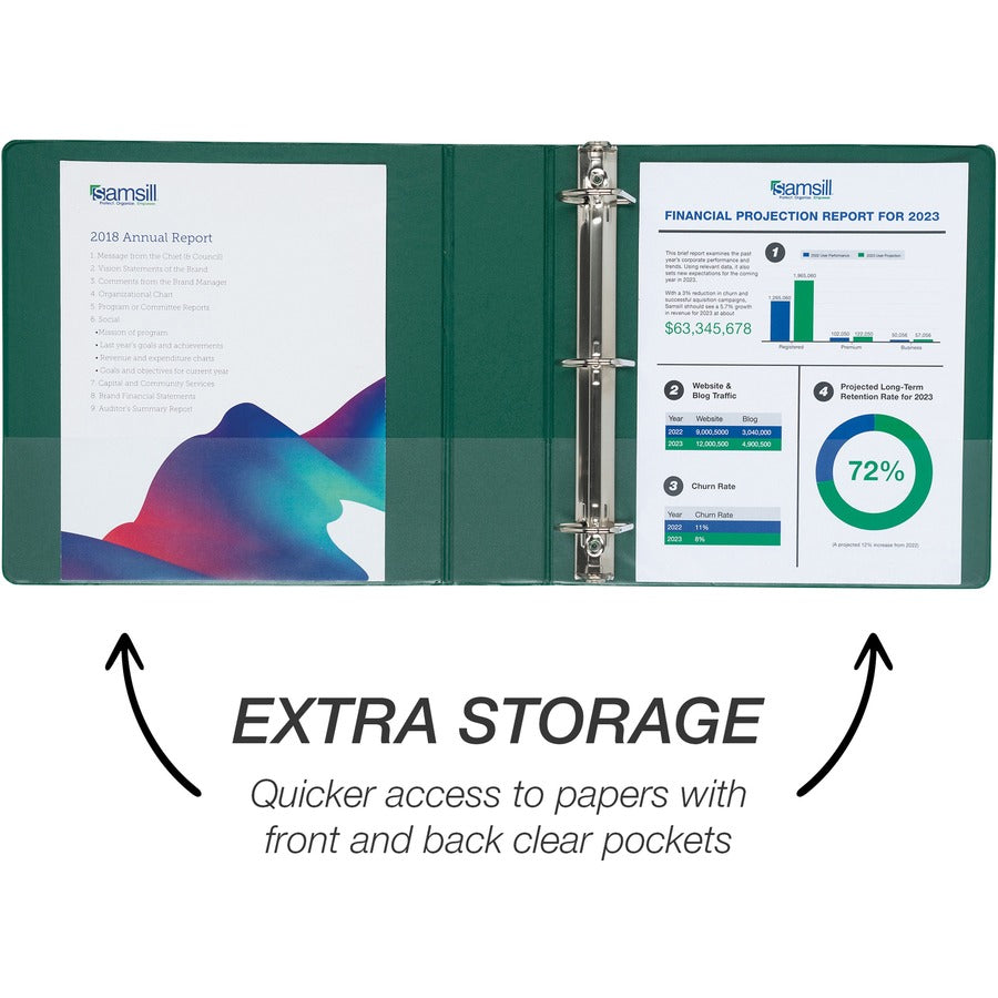 Image of Samsill® Durable D-Ring View Binders, 3 Rings, 2" Capacity, 11 x 8.5, Black/Blue/Green/Red, 4/Pack