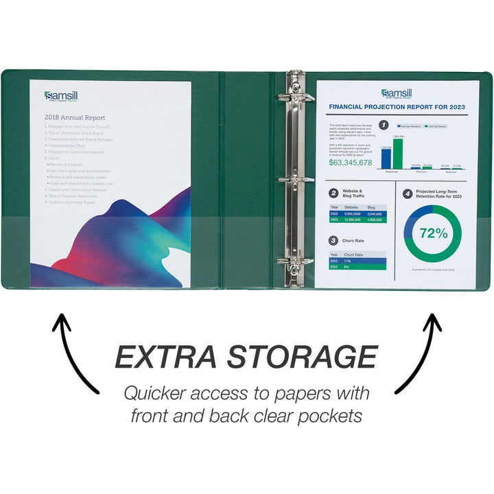 Image of Samsill® Durable D-Ring View Binders, 3 Rings, 2" Capacity, 11 x 8.5, Black/Blue/Green/Red, 4/Pack