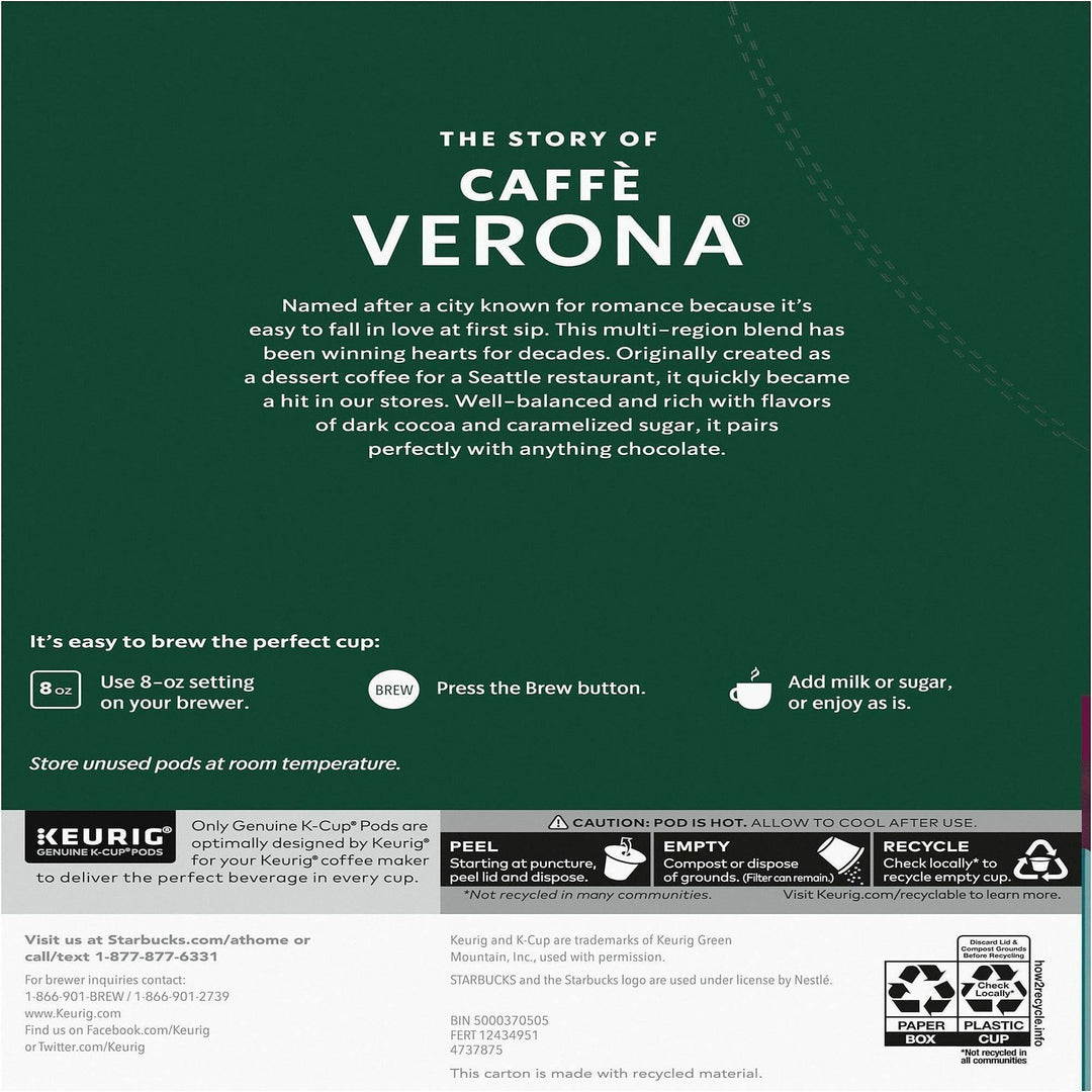 Image of Starbucks® Coffee,Caffe Verona,K-Cup,24/BX,4BX/CT