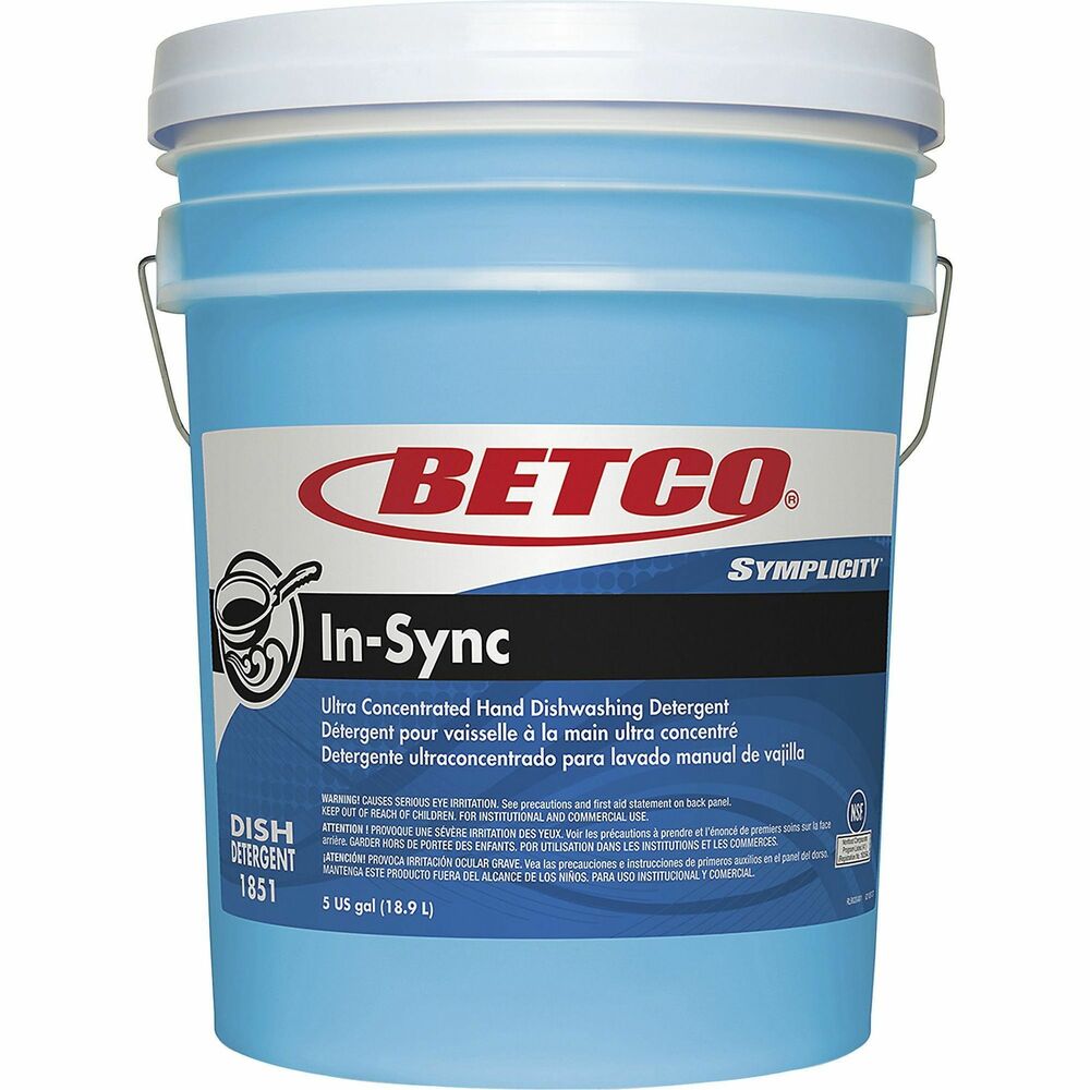 Image of Betco Corporation Dishwashing Detergent, Manual, Liquid, 5 Gal Pail, Blue