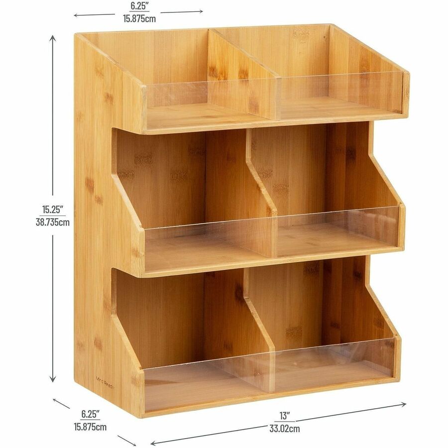 Image of Mind Reader 3T2TWD-BRN Bali 6-Compartment Storage Organizer