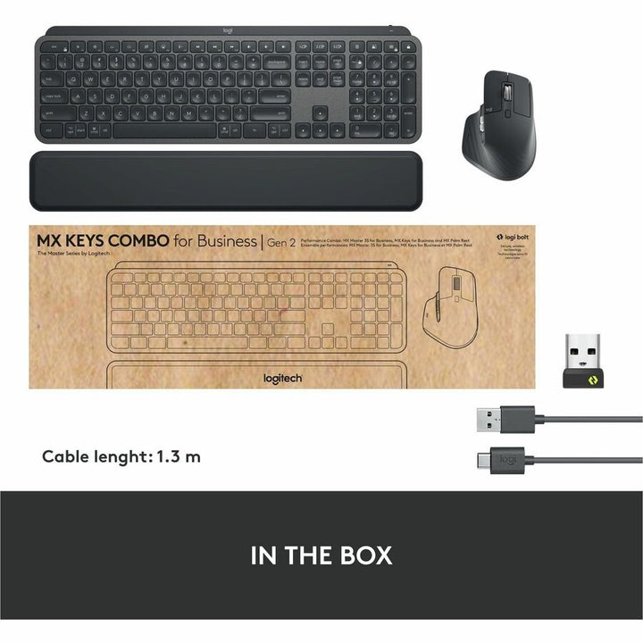 Image of Logitech® MX Keys Combo for Business Wireless Keyboard and Mouse Gen 2, 33 ft Wireless Range, Graphite