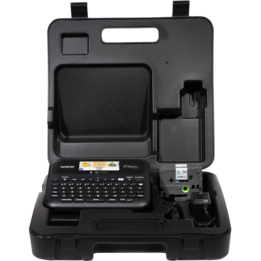Image of Brother Label Maker,w/Case,LCD,30mm/Sec,8"x7.7"x3.4",BK