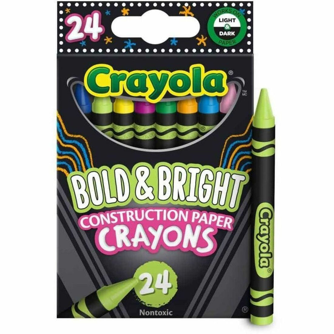 Image of Crayola® Bold and Bright Construction Paper Crayons, Assorted Colors, 24/Box