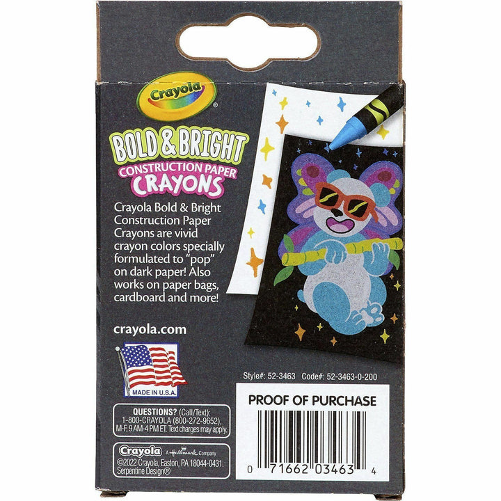 Image of Crayola 523463 Bold & Bright Construction Paper Crayons, 24 Count, For Child, Assorted, 24 / Pack