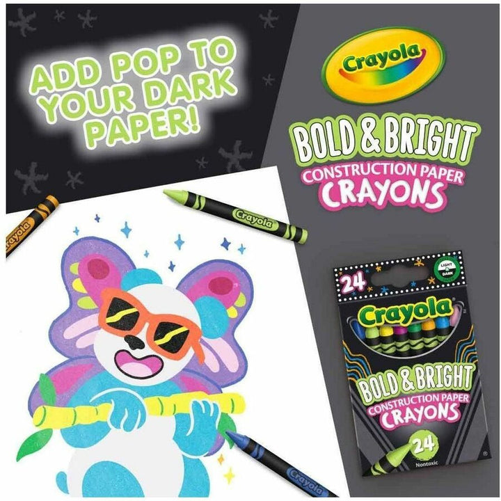 Image of Crayola® Bold and Bright Construction Paper Crayons, Assorted Colors, 24/Box