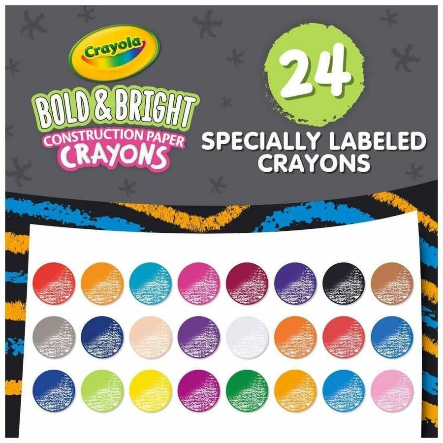 Image of Crayola 523463 Bold & Bright Construction Paper Crayons, 24 Count, For Child, Assorted, 24 / Pack