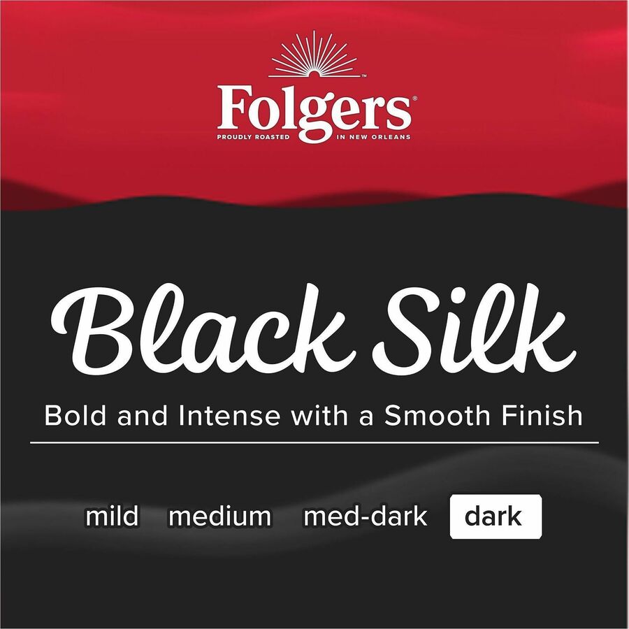 Image of Folgers® 30439 Black Silk Coffee, Black Coffee, Dark, 22.6 oz Per Canister, Ground, 1 Each