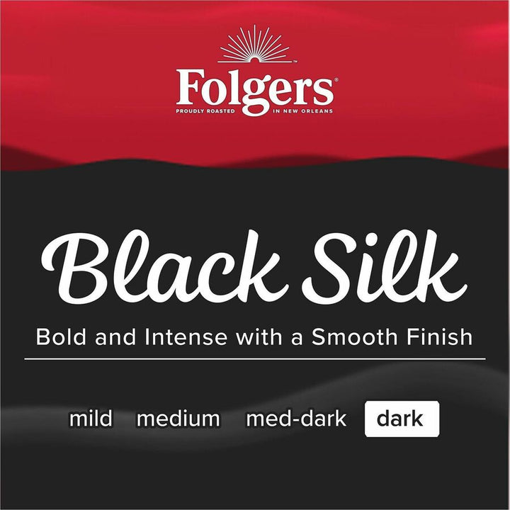 Image of Folgers® 30439 Black Silk Coffee, Black Coffee, Dark, 22.6 oz Per Canister, Ground, 1 Each