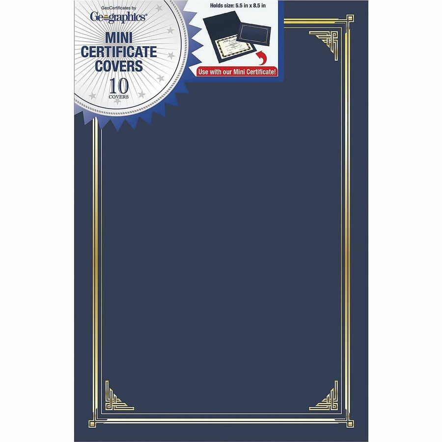 Image of Geographics® Certificate Cover,Linen,GoldFoil,9.75"x6.5",10/PK,AST