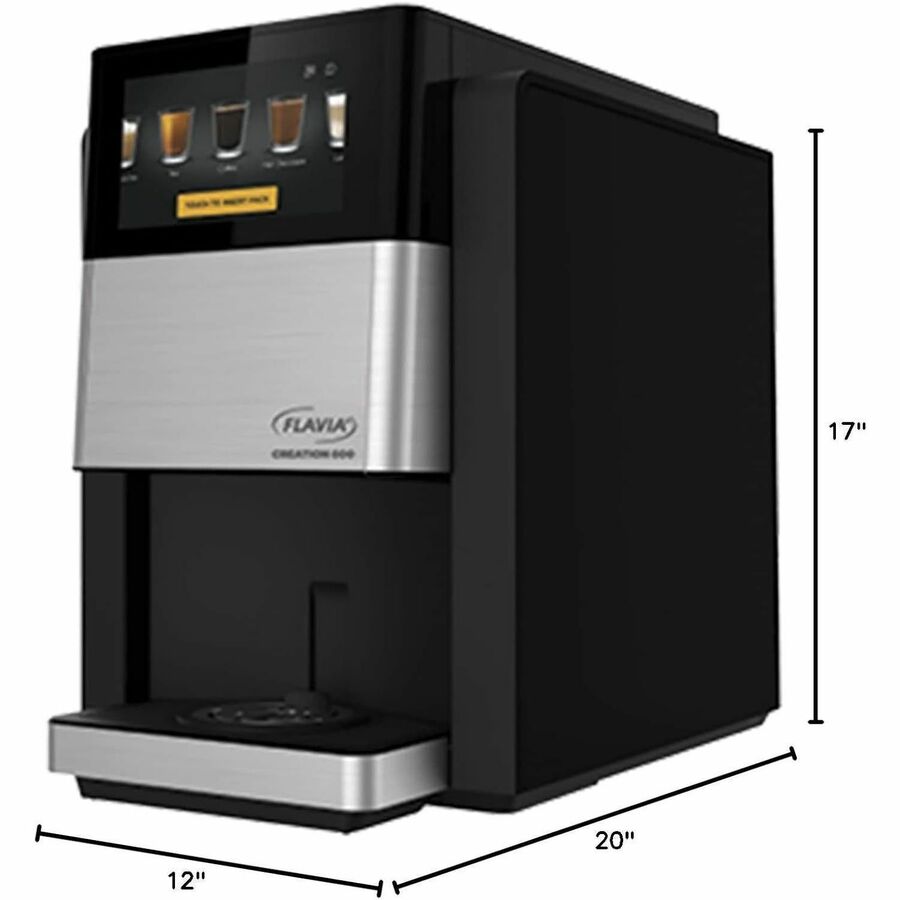 Image of Flavia 18000565 Creation 600 Coffee Brewer Machine, 1600 W, 10 fl oz, Single-serve, Frother, Black, Plastic Body, 1 Carton
