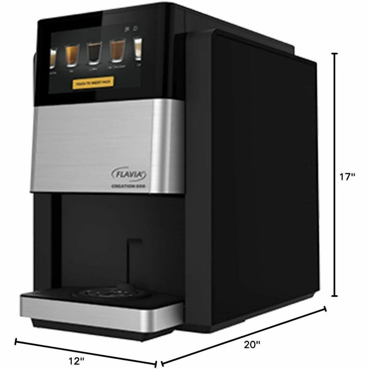 Image of Flavia 18000565 Creation 600 Coffee Brewer Machine, 1600 W, 10 fl oz, Single-serve, Frother, Black, Plastic Body, 1 Carton