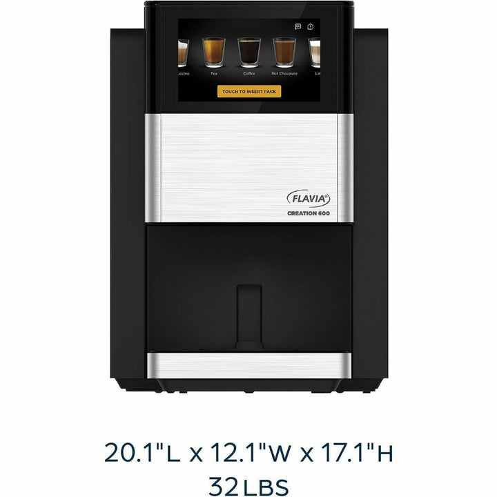 Image of Flavia 18000565 Creation 600 Coffee Brewer Machine, 1600 W, 10 fl oz, Single-serve, Frother, Black, Plastic Body, 1 Carton