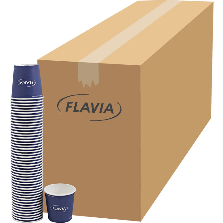 Image of FLAVIA® Hot Beverage Paper Cup 10 oz, FLAVIA Design, Blue, 100/Sleeve, 10 Sleeves/Carton