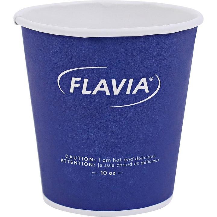 Image of FLAVIA® Hot Beverage Paper Cup 10 oz, FLAVIA Design, Blue, 100/Sleeve, 10 Sleeves/Carton