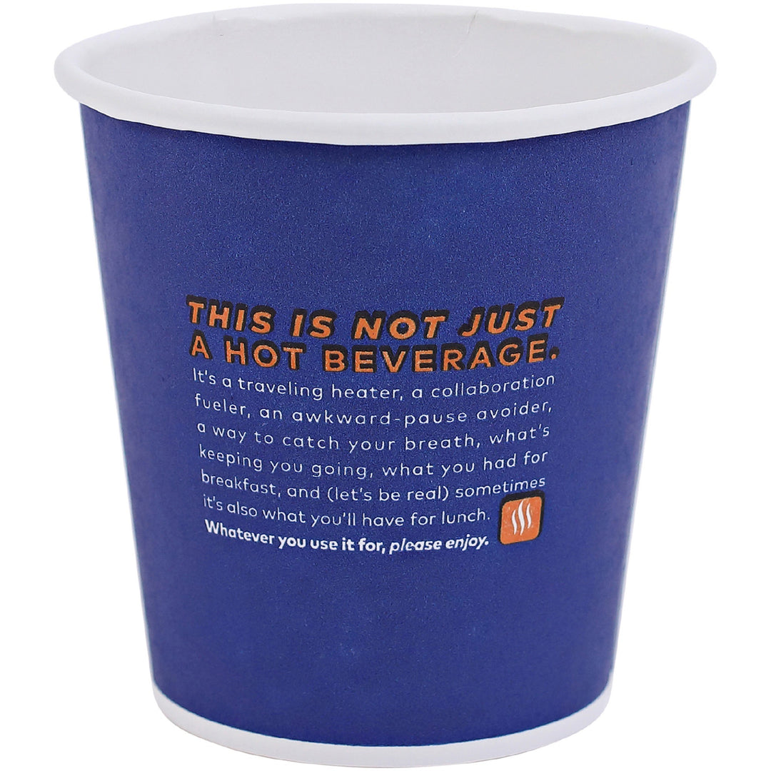 Image of FLAVIA® Hot Beverage Paper Cup 10 oz, FLAVIA Design, Blue, 100/Sleeve, 10 Sleeves/Carton