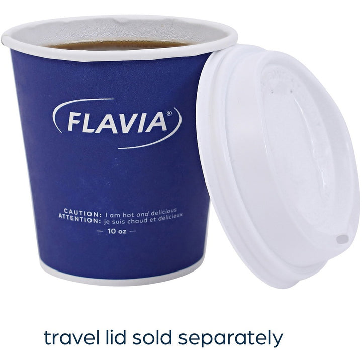 Image of FLAVIA® Hot Beverage Paper Cup 10 oz, FLAVIA Design, Blue, 100/Sleeve, 10 Sleeves/Carton