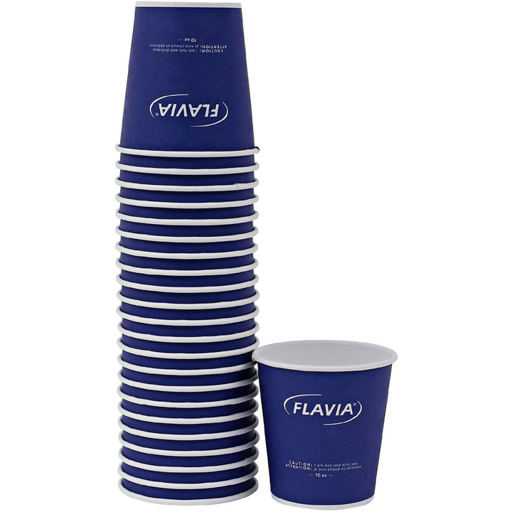 Image of FLAVIA® Hot Beverage Paper Cup 10 oz, FLAVIA Design, Blue, 100/Sleeve, 10 Sleeves/Carton