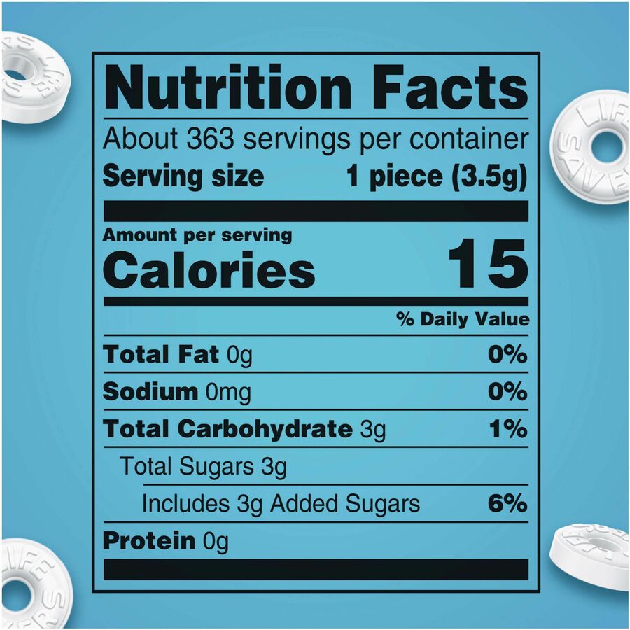 Image of Life Savers 29056 Pep O Mint Hard Candy, Peppermint, Individually Wrapped, 2.81 lb, 1 Each