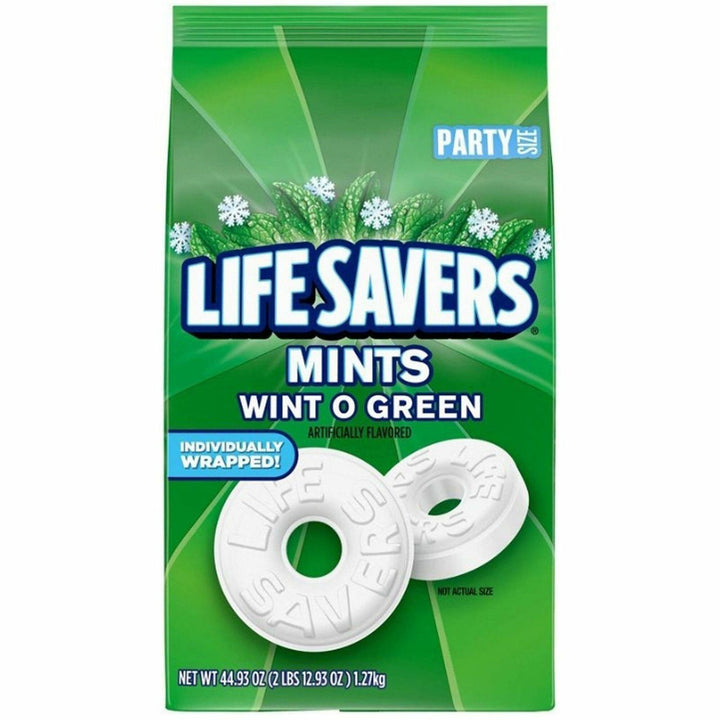 Image of LifeSavers 29060 Wint O Green Mints Candy, Wint-O-Green, Individually Wrapped, 2.81 lb, 1 Each