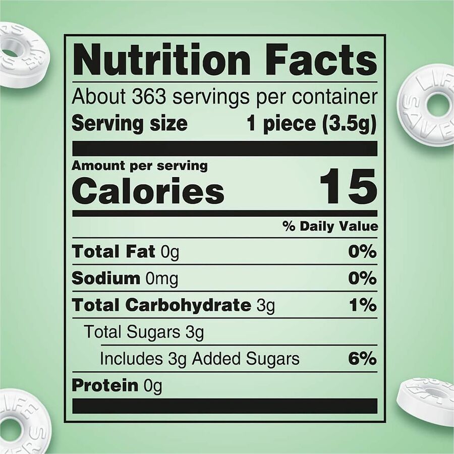 Image of LifeSavers 29060 Wint O Green Mints Candy, Wint-O-Green, Individually Wrapped, 2.81 lb, 1 Each