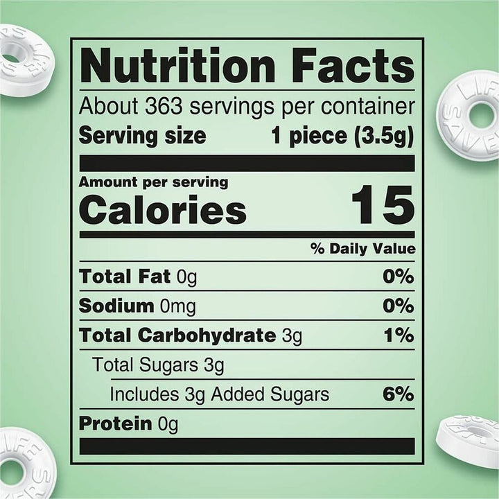 Image of LifeSavers 29060 Wint O Green Mints Candy, Wint-O-Green, Individually Wrapped, 2.81 lb, 1 Each